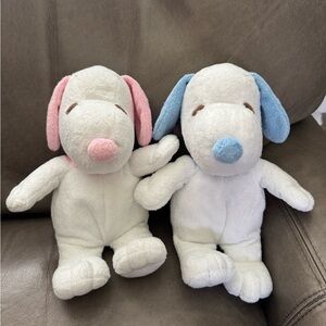 Adorable Plush Snoopy Duo - Pink and Blue